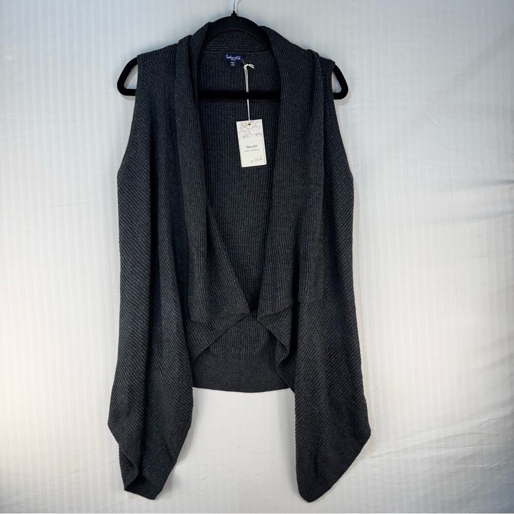 Splendid Charcoal Gray Cotton Wool Blend Cardigan Sweater Vest Women Size Small